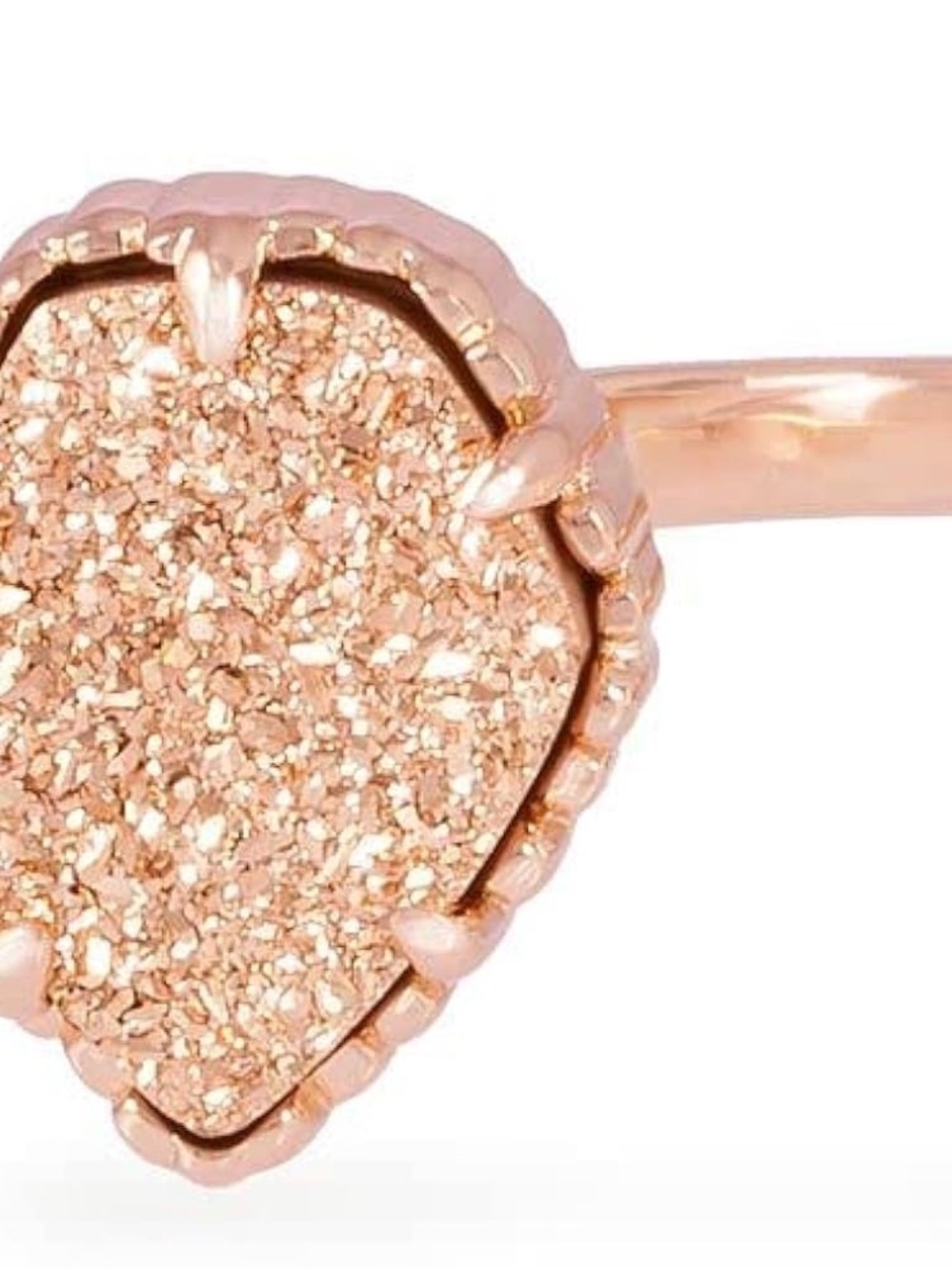 Rose Gold Druzy Teardrop Ring - Women Jewelry